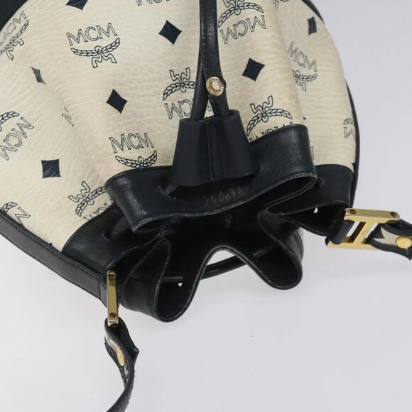 MCM Vicetos Logogram Shoulder Bag PVC Leather White Auth 114486 - Picture 7 of 16